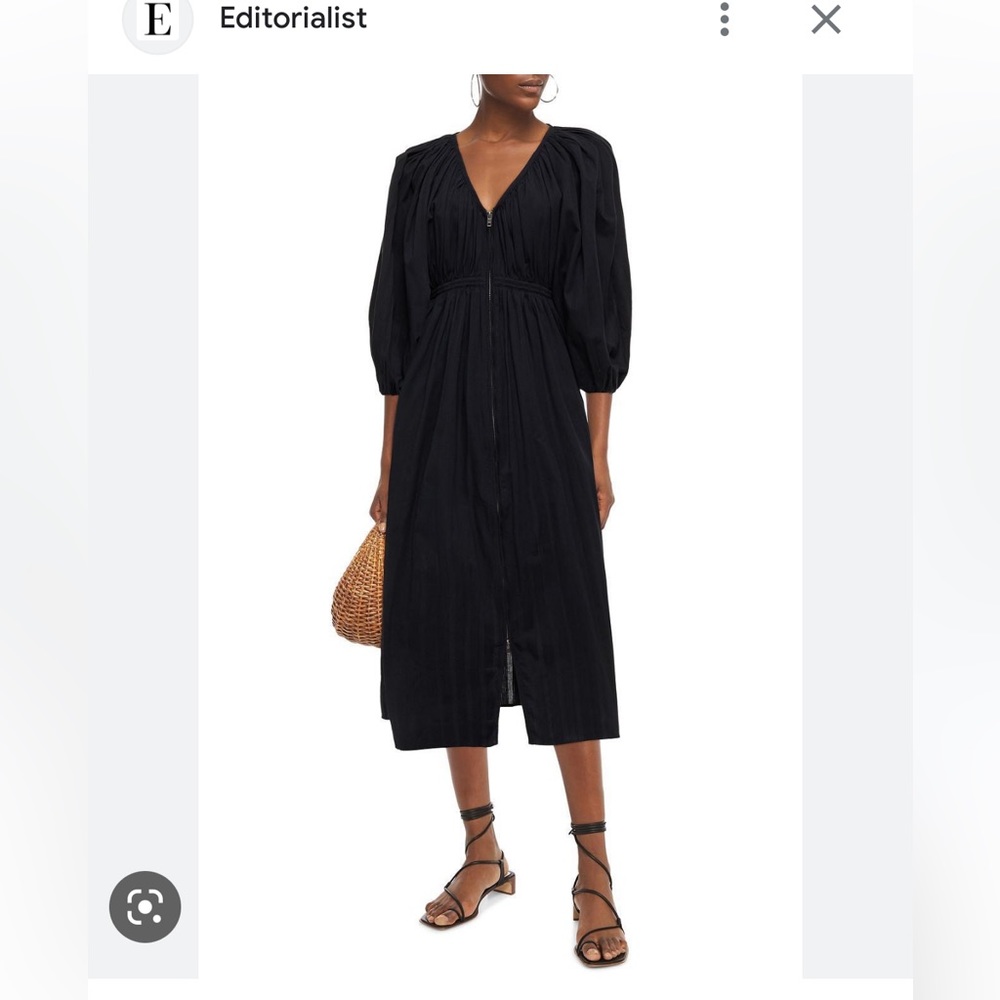 Mara Hoffman Simone Dress - Black Cotton with Front Zipper & Pockets!